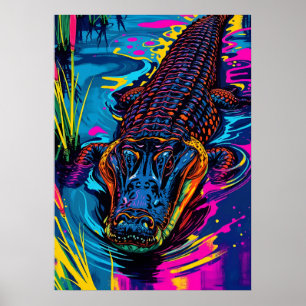 Poster Arte de Pântano de Jacaré Neon