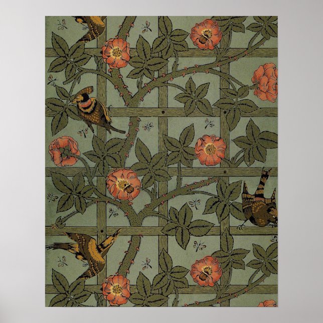 Póster Arte de Papel de Parede Treliça de William Morris (Frente)