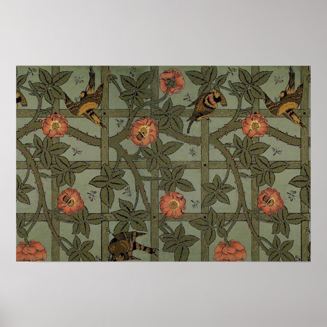 Póster Arte de Papel de Parede Treliça de William Morris (Frente)