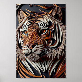 POSTER ARTE DE PAREDE 3D TIGER