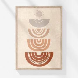 Poster Arte de Parede Abstrata Arco Sol Boho Neutro