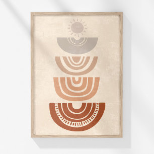 Poster Arte de Parede Abstrata Arco Sol Boho Neutro