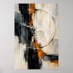 Poster Arte de Parede Abstrata Círculo Laranja Queimado P