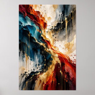 Poster Arte de Parede Abstrata com Fluxo Diagonal em Dour