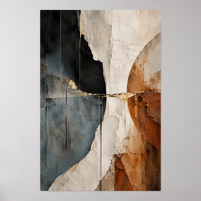 Poster Arte de Parede Abstrata Curva de Marfim com Ferrug (Frente)