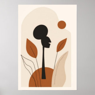 Poster Arte de Parede Abstrata de Mulher Africana | Boho