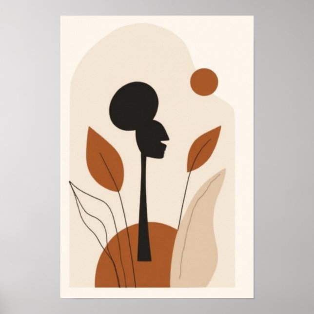 Poster Arte de Parede Abstrata de Mulher Africana | Boho  (Frente)