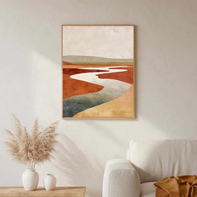 Poster Arte de parede abstrata do rio desértico minimalis (Criador carregado)
