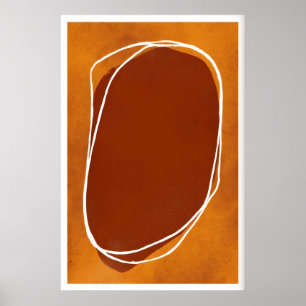 Poster Arte de Parede Abstrata em Tons Terrosos, Calor Rú