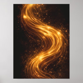 Poster Arte de Parede Abstrata Escura Fluxo Dourado – Lux