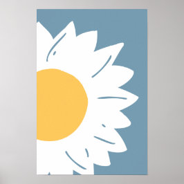 Poster Arte de Parede Abstrata Flor de Margarida Minimali