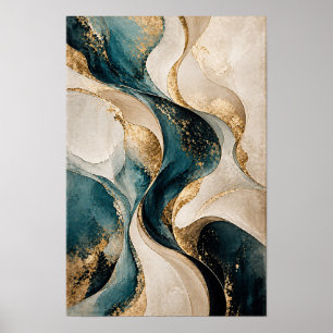 Poster Arte de Parede Abstrata Fluxo Entrelaçado Marfim V