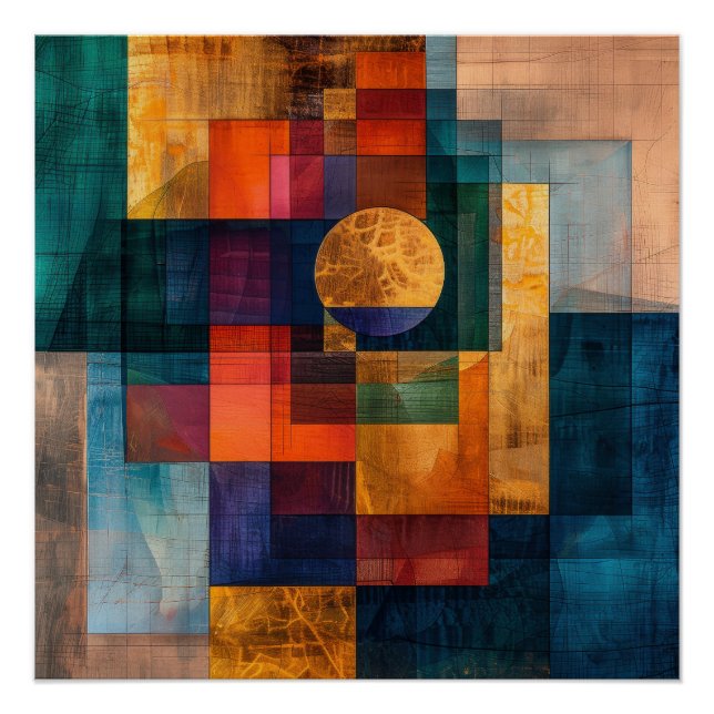Póster Arte de Parede Abstrata Geométrica de Luxo em Post (Frente)