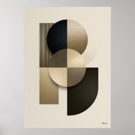 Poster Arte de Parede Abstrata Geométrica Japandi de Luxo