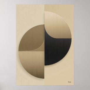 Poster Arte de Parede Abstrata Geométrica Japandi de Luxo