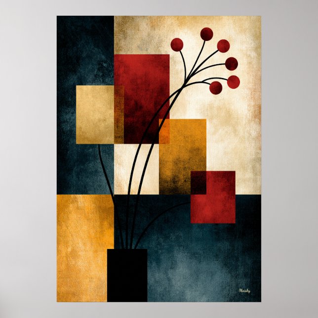 Poster Arte de Parede Abstrata Geométrica Japandi Ikebana (Frente)