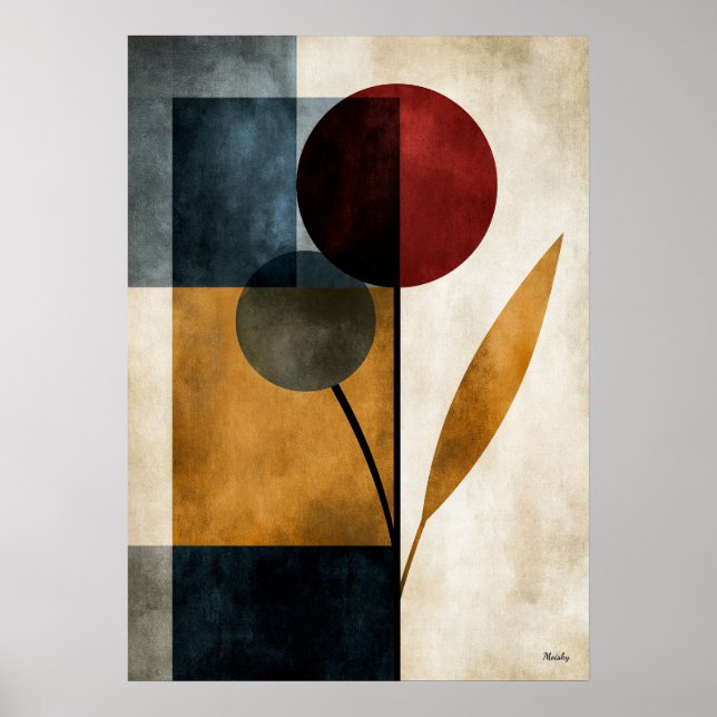 Poster Arte de Parede Abstrata Geométrica Japandi Ikebana (Frente)