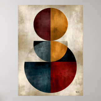 Poster Arte de Parede Abstrata Geométrica Zen Japonesa