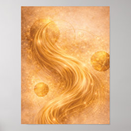 Poster Arte de Parede Abstrata Golden Flow – Energia Dour