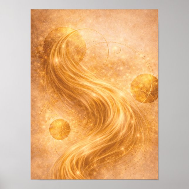 Poster Arte de Parede Abstrata Golden Flow – Energia Dour (Frente)