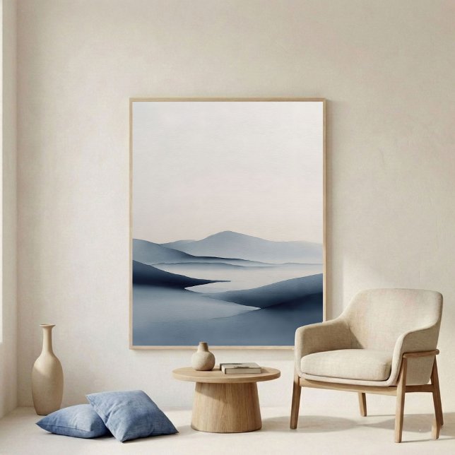 Poster Arte de Parede Abstrata Horizonte Índigo Suave (Criador carregado)