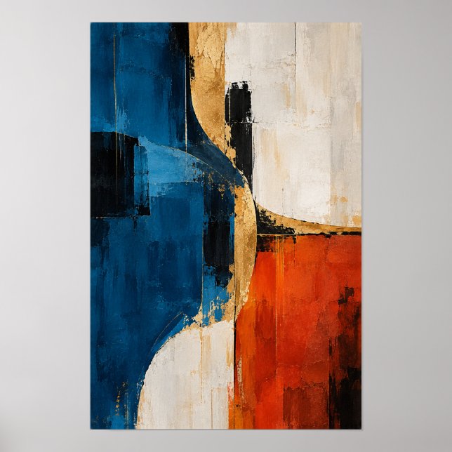 Poster Arte de Parede Abstrata Moderna Cobalt Ember (Frente)
