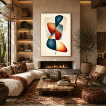 Arte de parede abstrata orgânica Japandi com forma