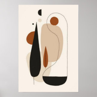 Poster Arte de Parede Abstrata Orgânica Minimalista | Esc