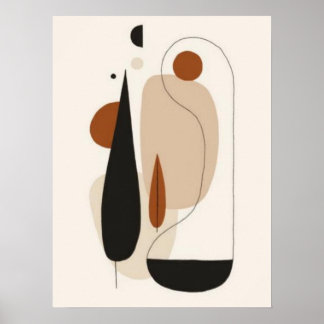 Poster Arte de Parede Abstrata Orgânica Minimalista | Esc