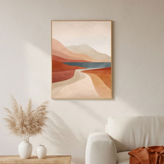 Poster Arte de Parede Abstrata Rio de Terracota para Sala (Criador carregado)