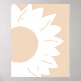 Poster Arte de Parede Abstrato com Padrão Floral Branco s