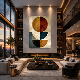 Poster Arte de Parede Abstrato Geométrico Zen Japonês