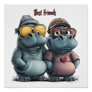 Póster Arte de Parede Adorável dos Melhores Amigos do Hip