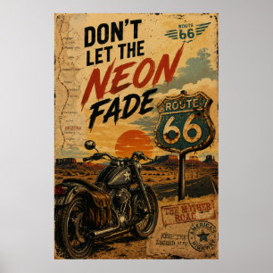 Poster Arte de Parede Americana de Moto Clássica da Rota