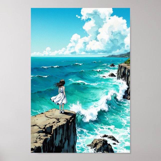 Poster Arte de Parede Anime Falésia do Oceano (Frente)