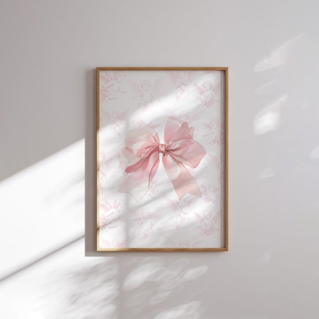 Poster Arte de Parede Anjo com Laço Rosa (Criador carregado)