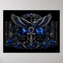 Arte de Parede Asas de Ankh Prata do Patrimônio Eg