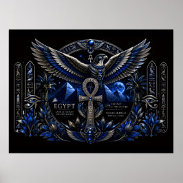 Poster Arte de Parede Asas de Ankh Prata do Patrimônio Eg