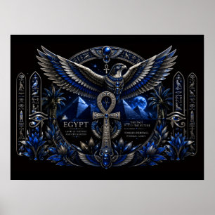 Poster Arte de Parede Asas de Ankh Prata do Patrimônio Eg