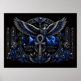 Poster Arte de Parede Asas de Ankh Prata do Patrimônio Eg