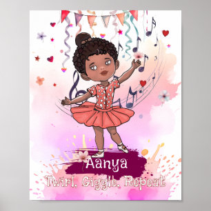 Poster Arte de Parede Bailarina Bebê Preta 