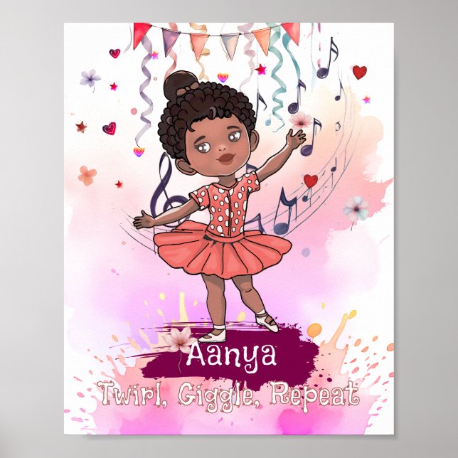 Poster Arte de Parede Bailarina Bebê Preta  (Frente)