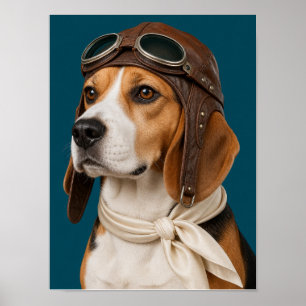 Poster Arte de Parede Beagle — Retrato de Pet Piloto Avia