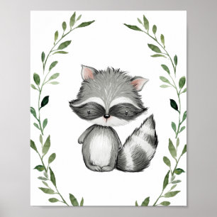 Poster Arte de Parede Berçário Animais Florestais Guaxini