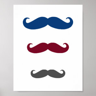 Poster Arte de Parede Berçário Bigode Elegante Querido