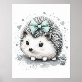 Poster Arte de Parede Berçário Floresta de Ouriços