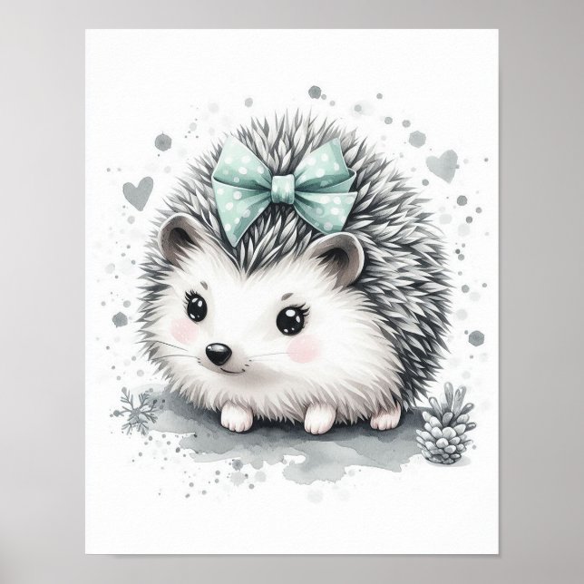 Poster Arte de Parede Berçário Floresta de Ouriços (Frente)