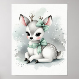 Poster Arte de Parede Berçário Floresta de Veados