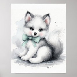 Poster Arte de Parede Berçário Floresta do Lobo