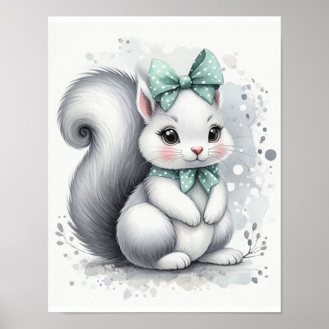 Poster Arte de Parede Berçário Floresta Esquilo (Frente)